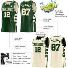 Загрузить изображение в средство просмотра галереи, Custom Green-Cream Side Panel Geometric Chevron Reversible Double Side Sublimation Basketball Set Jersey