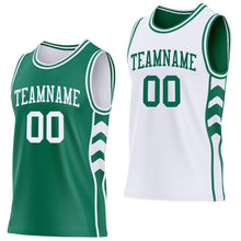 Charger l'image dans la galerie, Custom Kelly Green-White Side Panel Geometric Chevron Reversible Double Side Sublimation Basketball Set Jersey
