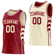 Load image into Gallery viewer, Custom Maroon-Cream Side Panel Geometric Chevron Reversible Double Side Sublimation Basketball Set Jersey