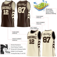 Charger l'image dans la galerie, Custom Brown-Cream Side Panel Geometric Chevron Reversible Double Side Sublimation Basketball Set Jersey