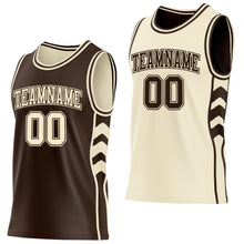 Charger l'image dans la galerie, Custom Brown-Cream Side Panel Geometric Chevron Reversible Double Side Sublimation Basketball Set Jersey