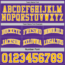 Load image into Gallery viewer, Custom Purple Gold-White Side Panel Geometric Chevron Reversible Double Side Sublimation Basketball Set Jersey