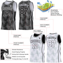 Charger l'image dans la galerie, Custom Black-White Side Panel Stripe Sun Flame Reversible Double Side Sublimation Basketball Set Jersey