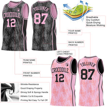 Load image into Gallery viewer, Custom Black-Light Pink Side Panel Stripe Sun Flame Reversible Double Side Sublimation Basketball Set Jersey