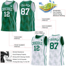 Загрузить изображение в средство просмотра галереи, Custom Kelly Green-White Side Panel Stripe Sun Flame Reversible Double Side Sublimation Basketball Set Jersey