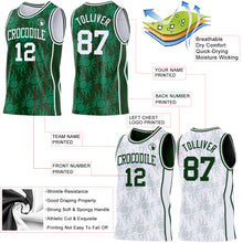 Load image into Gallery viewer, Custom Green-White Side Panel Stripe Sun Flame Reversible Double Side Sublimation Basketball Set Jersey