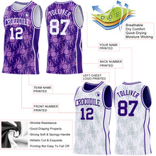 Laden Sie das Bild in den Galerie-Viewer, Custom Purple-White Side Panel Stripe Sun Flame Reversible Double Side Sublimation Basketball Set Jersey