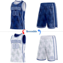 Laden Sie das Bild in den Galerie-Viewer, Custom Royal-White Side Panel Stripe Sun Flame Reversible Double Side Sublimation Basketball Set Jersey