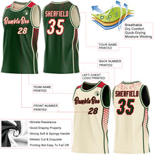 Charger l'image dans la galerie, Custom Green Cream-Red Side Panel Stripe Geometric Triangle Gradient Dot Reversible Double Side Sublimation Basketball Set Jersey
