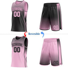 Laden Sie das Bild in den Galerie-Viewer, Custom Black-Light Pink Side Panel Stripe Gradient Geometric Honeycomb Reversible Double Side Sublimation Basketball Set Jersey