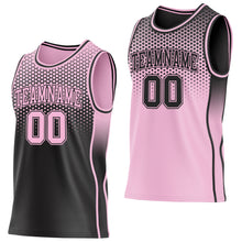 Laden Sie das Bild in den Galerie-Viewer, Custom Black-Light Pink Side Panel Stripe Gradient Geometric Honeycomb Reversible Double Side Sublimation Basketball Set Jersey