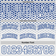 Laden Sie das Bild in den Galerie-Viewer, Custom Royal-White Side Panel Stripe Gradient Geometric Honeycomb Reversible Double Side Sublimation Basketball Set Jersey