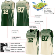 Load image into Gallery viewer, Custom Green-Cream Side Panel Stripe Gradient Geometric Honeycomb Reversible Double Side Sublimation Basketball Set Jersey
