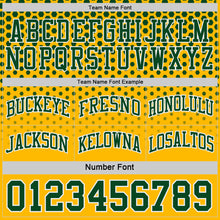 Загрузить изображение в средство просмотра галереи, Custom Green Gold-White Side Panel Stripe Gradient Geometric Honeycomb Reversible Double Side Sublimation Basketball Set Jersey