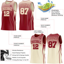Laden Sie das Bild in den Galerie-Viewer, Custom Maroon-Cream Side Panel Stripe Gradient Geometric Honeycomb Reversible Double Side Sublimation Basketball Set Jersey