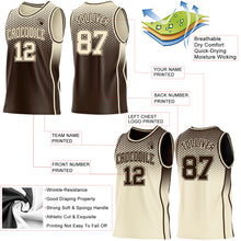 Laden Sie das Bild in den Galerie-Viewer, Custom Brown-Cream Side Panel Stripe Gradient Geometric Honeycomb Reversible Double Side Sublimation Basketball Set Jersey