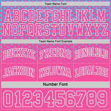 Load image into Gallery viewer, Custom Pink Sky Blue-White Side Panel Stripe Gradient Geometric Honeycomb Reversible Double Side Sublimation Basketball Set Jersey