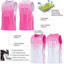 Load image into Gallery viewer, Custom Pink-White Side Panel Stripe Gradient Geometric Honeycomb Reversible Double Side Sublimation Basketball Set Jersey