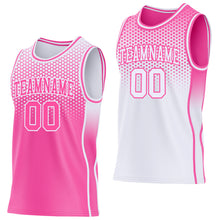 Load image into Gallery viewer, Custom Pink-White Side Panel Stripe Gradient Geometric Honeycomb Reversible Double Side Sublimation Basketball Set Jersey