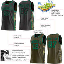 Charger l'image dans la galerie, Custom Black(Olive)-Kelly Green Camo Side Panel Stripe Reversible Double Side Sublimation Basketball Set Jersey