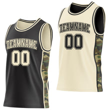 Charger l'image dans la galerie, Custom Black-Cream Camo Side Panel Stripe Reversible Double Side Sublimation Basketball Set Jersey