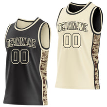 Charger l'image dans la galerie, Custom Black-Cream Digital Camo Side Panel Stripe Reversible Double Side Sublimation Basketball Set Jersey