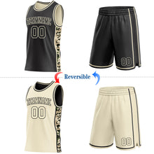 Charger l'image dans la galerie, Custom Black-Cream Digital Camo Side Panel Stripe Reversible Double Side Sublimation Basketball Set Jersey