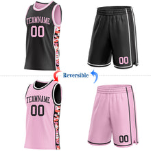 Charger l'image dans la galerie, Custom Black Light Pink-White Digital Camo Side Panel Stripe Reversible Double Side Sublimation Basketball Set Jersey