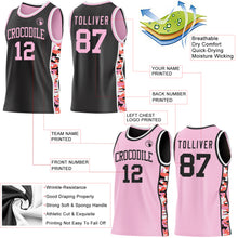 Charger l'image dans la galerie, Custom Black Light Pink-White Digital Camo Side Panel Stripe Reversible Double Side Sublimation Basketball Set Jersey