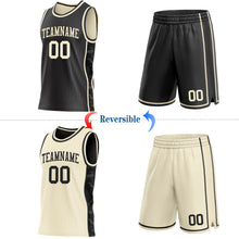 Charger l'image dans la galerie, Custom Black-Cream Camo Side Panel Stripe Reversible Double Side Sublimation Basketball Set Jersey