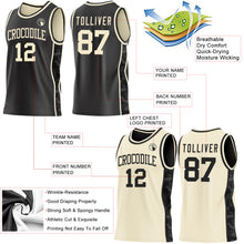 Charger l'image dans la galerie, Custom Black-Cream Camo Side Panel Stripe Reversible Double Side Sublimation Basketball Set Jersey