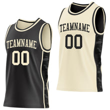 Charger l'image dans la galerie, Custom Black-Cream Camo Side Panel Stripe Reversible Double Side Sublimation Basketball Set Jersey