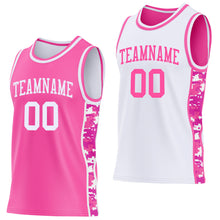 Laden Sie das Bild in den Galerie-Viewer, Custom Pink-White Camo Side Panel Stripe Reversible Double Side Sublimation Basketball Set Jersey