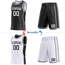 Charger l'image dans la galerie, Custom Black-White Mamba Snakeskin Side Panel Stripe Reversible Double Side Sublimation Basketball Set Jersey