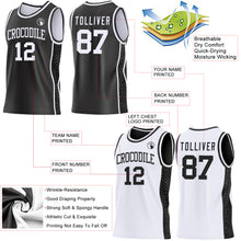 Charger l'image dans la galerie, Custom Black-White Mamba Snakeskin Side Panel Stripe Reversible Double Side Sublimation Basketball Set Jersey
