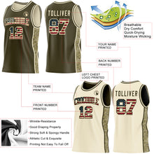 Charger l'image dans la galerie, Custom Olive Vintage USA Flag-Cream Camo Side Panel Stripe Reversible Double Side Sublimation Basketball Set Jersey