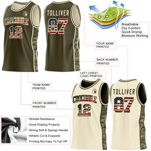 Charger l'image dans la galerie, Custom Olive Vintage USA Flag-Cream Camo Side Panel Stripe Reversible Double Side Sublimation Basketball Set Jersey