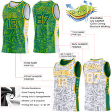 Laden Sie das Bild in den Galerie-Viewer, Custom Kelly Green Gold-White Side Panel Stripe Stars Geometric Shatter Starburst Reversible Double Side Sublimation Basketball Set Jersey