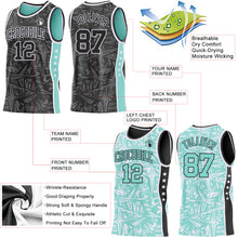 Charger l'image dans la galerie, Custom Black White-Ice Blue Side Panel Stripe Stars Geometric Shatter Starburst Reversible Double Side Sublimation Basketball Set Jersey