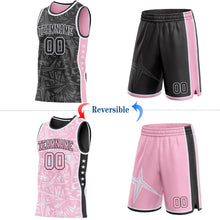 Charger l'image dans la galerie, Custom Black White-Light Pink Side Panel Stripe Stars Geometric Shatter Starburst Reversible Double Side Sublimation Basketball Set Jersey