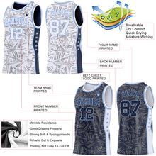 Charger l'image dans la galerie, Custom White Light Blue-Navy Side Panel Stripe Stars Geometric Shatter Starburst Reversible Double Side Sublimation Basketball Set Jersey