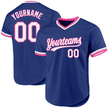Charger l'image dans la galerie, Custom Royal White-Pink Authentic Throwback Baseball Jersey