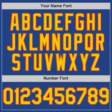 Load image into Gallery viewer, Custom Royal Yellow-Orange Mesh Authentic Throwback Baseball Jersey