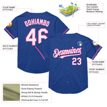 Load image into Gallery viewer, Custom Royal White-Pink Mesh Authentic Throwback Baseball Jersey