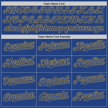 Load image into Gallery viewer, Custom Royal Old Gold Mesh Authentic Throwback Baseball Jersey