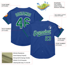 Load image into Gallery viewer, Custom Royal Kelly Green-White Mesh Authentic Throwback Baseball Jersey