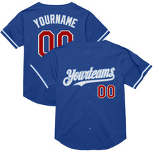 Load image into Gallery viewer, Custom Royal Red-Light Blue Mesh Authentic Throwback Baseball Jersey