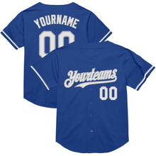 Load image into Gallery viewer, Custom Royal White-Gray Mesh Authentic Throwback Baseball Jersey