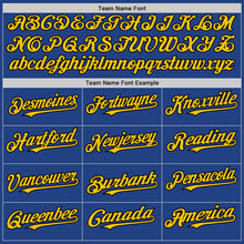 Load image into Gallery viewer, Custom Royal Black-Yellow Mesh Authentic Throwback Baseball Jersey
