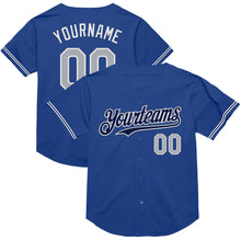 Load image into Gallery viewer, Custom Royal Gray-Navy Mesh Authentic Throwback Baseball Jersey